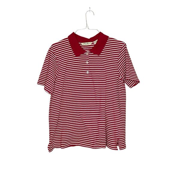 Vintage Eddie Bauer Striped Polo Medium 100% Cotton Preppy Classic Americana - Picture 1 of 4
